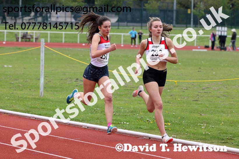 Womens under-17s 800 metres, 2019 North Eastern Track and Field Champs., Middlesbrough. Photo:  David T. Hewitson/Sports for All Pics